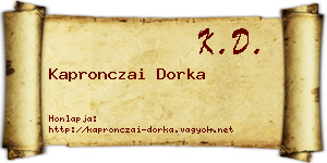 Kapronczai Dorka névjegykártya
